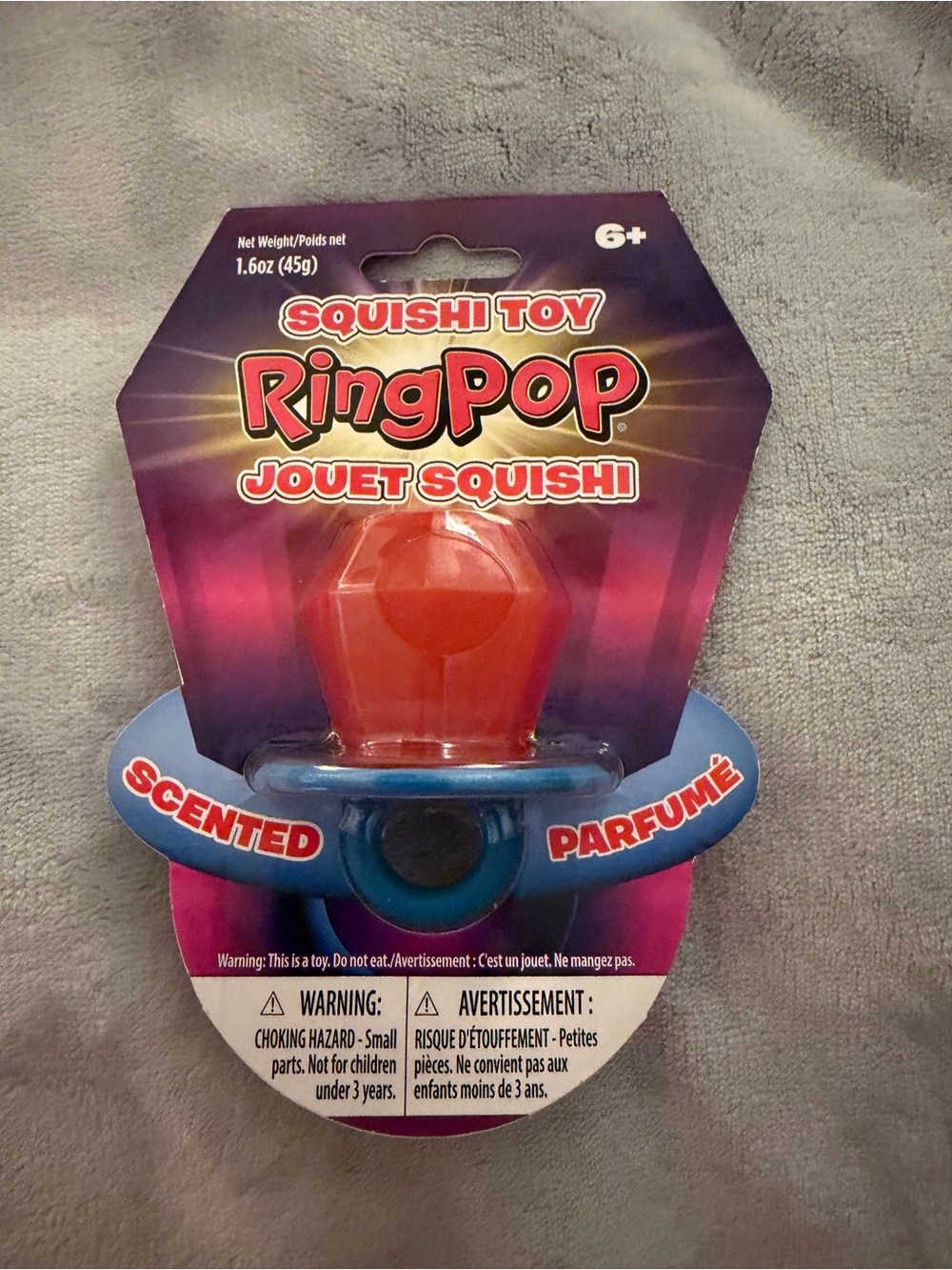 Ring Red Gem with Blue Band Squishi Toy